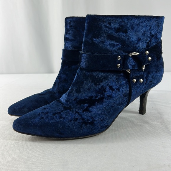 OPENING CEREMONY Women's Sage Velvet Booties, Eclipse Blue - Picture 4 of 12